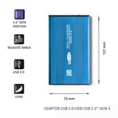 QOLTEC Obudowa na dysk HDD/SSD 2.5 cala SATA3 | USB 3.0 | Niebieska - 51859 - Zdjęcie 3