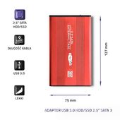 QOLTEC Obudowa na dysk HDD/SSD 2.5 cala SATA3 | USB 3.0 | Czerwona - 51860 - Zdjęcie 3