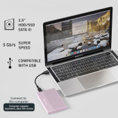 QOLTEC Obudowa | Kieszeń na dysk SSD HDD 2.5 cala | SATA | USB 3.0 | Super  speed 5Gb/s | 2TB | Różowy - 52279 - Zdjęcie 4