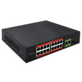 QOLTEC Przełącznik sieciowy SWITCH FAST Ethernet PoE | 16x RJ45 10/100  Mb/s | 2x RJ45 Uplink 1000 Mb/s | 1x SFP 1000Mb/s  - 52291 - Zdjęcie 1