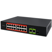 QOLTEC Przełącznik sieciowy SWITCH FAST Ethernet PoE | 16x RJ45 10/100  Mb/s | 2x RJ45 Uplink 1000 Mb/s | 1x SFP 1000Mb/s  - 52291 - Zdjęcie 5