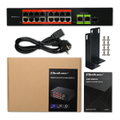 QOLTEC Przełącznik sieciowy SWITCH FAST Ethernet PoE | 16x RJ45 10/100  Mb/s | 2x RJ45 Uplink 1000 Mb/s | 1x SFP 1000Mb/s  - 52291 - Zdjęcie 6