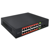 QOLTEC Przełącznik sieciowy SWITCH Gigabit Ethernet PoE | 16x RJ45 | 2x RJ45 Uplink | 2x SFP | 1000 Mb/s  - 52292 - Zdjęcie 1