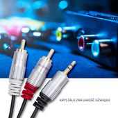 QOLTEC Kabel 2xRCA / Mini Jack 3.5mm | 3m | czarny  - 52341 - Zdjęcie 3
