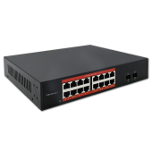QOLTEC Przełącznik sieciowy SWITCH Gigabit Ethernet PoE | 16x RJ45 | 2x SFP | 1000 Mb/s  - 52364 - Zdjęcie 1