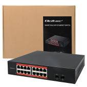 QOLTEC Przełącznik sieciowy SWITCH Gigabit Ethernet PoE | 16x RJ45 | 2x SFP | 1000 Mb/s  - 52364 - Zdjęcie 8