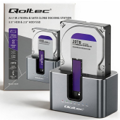 QOLTEC Stacja dokująca 2w1 HDD SSD | SATA | M.2 NVMe | Klonowanie |     USB-C | 10Gb/s | 28TB  - 52631 - Zdjęcie 2