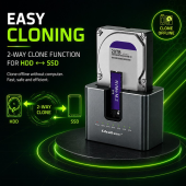 QOLTEC Stacja dokująca 2w1 HDD SSD | SATA | M.2 NVMe | Klonowanie |     USB-C | 10Gb/s | 28TB  - 52631 - Zdjęcie 7