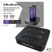 QOLTEC Stacja dokująca dysków SSD M.2 NVMe | PCIe | DUAL 2x8TB | USB-C  3.2 | 10Gb/s  - 52633 - Zdjęcie 2