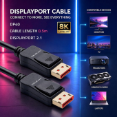 QOLTEC Kabel DisplayPort M/M v2.1 | 40G | 0.5m  - 52730 - Zdjęcie 2