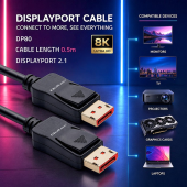 QOLTEC Kabel DispalyPort M/M v2.1 | 54G | 0.5m  - 52733 - Zdjęcie 2
