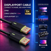 QOLTEC Kabel DisplayPort M/M v2.1 | 80G | 1.5m  - 52739 - Zdjęcie 2
