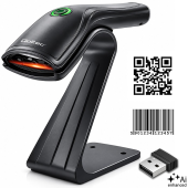 QOLTEC Bezprzewodowy czytnik kodów kreskowych 1D 2D + stojak na skaner |QR | EAN | USB  - 52752 - Zdjęcie 1