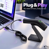 QOLTEC Bezprzewodowy czytnik kodów kreskowych 1D 2D + stojak na skaner |QR | EAN | USB  - 52752 - Zdjęcie 8