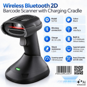QOLTEC Bezprzewodowy czytnik kodów kreskowych 1D 2D + stacja ładowania |QR | EAN | USB  - 52753 - Zdjęcie 3