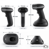 QOLTEC Bezprzewodowy czytnik kodów kreskowych 1D 2D + stacja ładowania |QR | EAN | USB  - 52753 - Zdjęcie 9