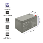 QOLTEC Akumulator AGM | 12V | 7Ah | max. 105A | Security  - 53076 - Zdjęcie 2