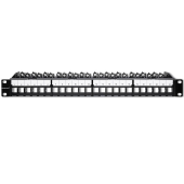 QOLTEC Patch panel do szaf RACK 19" | 24 porty | 1U | UTP | Czarny  - 54516 - Zdjęcie 1