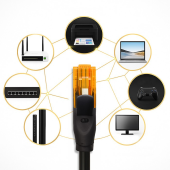 QOLTEC Kabel patchcord UTP | kat.6 | 2 x RJ-45 | High speed 1Gb/s | Pozłacane styki | 10m | Czarny  - 54563 - Zdjęcie 3