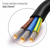 QOLTEC Kabel zasilający SCHUKO CEE 7/7 (E/F) | miedź Cu | odizolowany lutowany | 3x0.75mm2 | 1.8m  - 54596 - Zdjęcie 2