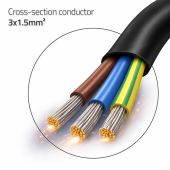 QOLTEC Kabel zasilający SCHUKO CEE 7/7 (E/F) | miedź Cu | odizolowany lutowany | 3x1.5mm2 | 1.8m  - 54598 - Zdjęcie 2