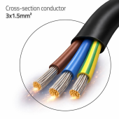 QOLTEC Kabel zasilający SCHUKO CEE 7/7 (E/F) | miedź Cu | odizolowany lutowany | 3x1.5mm2 | 3m  - 54606 - Zdjęcie 2