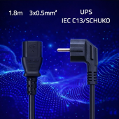 QOLTEC Kabel zasilający | wtyczka kątowa SCHUKO CEE 7/7 (E/F) |  IEC C133x0.5mm2 | czysta miedź Cu | 1.8m  - 54617 - Zdjęcie 2