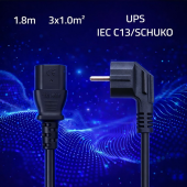 QOLTEC Kabel zasilający | wtyczka kątowa SCHUKO CEE 7/7 (E/F) | IEC C13 | 3x1.0mm2 | czysta miedź Cu | 1.8m  - 54619 - Zdjęcie 2