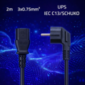 QOLTEC Kabel zasilający | wtyczka kątowa SCHUKO CEE 7/7 (E/F) | IEC C13 | 3x0.75mm2 | Czysta miedź Cu | 2m  - 54620 - Zdjęcie 2