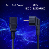 QOLTEC Kabel zasilający wtyczka kątowa SCHUKO CEE 7/7 (E/F) IEC C13 3x1.0mm2 Czysta miedź Cu 5m - 54624 - Zdjęcie 2
