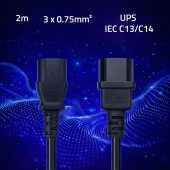 QOLTEC Kabel zasilający IEC C13 | C14 | 3x0.75mm2 | Czysta miedź Cu | 2m  - 54630 - Zdjęcie 2