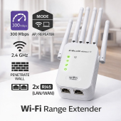QOLTEC Wzmacniacz sygnału WiFi | Repeater | Access Point | 300Mb/s | 6  anten | 2xRJ45  - 57067 - Zdjęcie 9