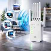 QOLTEC Wzmacniacz sygnału WiFi | Repeater | Access Point | 300Mb/s | 6  anten | 2xRJ45  - 57067 - Zdjęcie 10