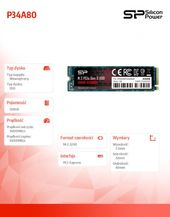 SILICON POWER Dysk SSD A80 256GB M.2 PCIe 3400/3000 MB/s NVMe - SP256GBP34A80M28 - Zdjęcie 2