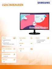 SAMSUNG Monitor 24 cale LS24C360EAUXEN VA 1920x1080 FHD 16:9 1xD-sub 1xHDMI 4 ms (GTG) zakrzywiony  2 lata d2d - LS24C360EAUXEN - Zdjęcie 8
