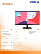 SAMSUNG Monitor 27 cali LS27C360EAUXEN VA 1920x1080 FHD 16:9 1xHDMI 1xDP 4 ms (GTG) zakrzywiony 2 lata d2d - LS27C360EAUXEN - Zdjęcie 7