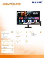 SAMSUNG Monitor 32 cale SMART M70D VA 3840x2160 UHD 16:9 2xHDMI 3xUSB 2.0 1xUSB-C (65W) 4ms 60Hz WiFi/BT głośniki płaski 2Yd2d - LS32DM702UUXDU - Zdjęcie 5