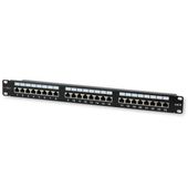 TECHLY Patch panel 1U STP 24xR J45 Cat.6, czarny z tacką - 022878 - Zdjęcie 1