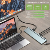 TECHLY Stacja dokująca notebook USB-C na HDMI/DP/VGA/USB-A/RJ45/SD/USB-C PD  - 365368 - Zdjęcie 3
