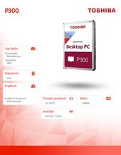 TOSHIBA Dysk twardy HDD P300 4TB 3.5cala S3 5400rpm 128MB bulk - HDWD240UZSVA - Zdjęcie 2