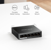 TP-LINK Przełącznik Mercusys 6-Port 10/100 Mbps Desktop Switch with  4-Port PoE+    PORT: 4× 10/100 Mbps PoE+ Ports, 2× 10/100 Mbps Non-PoE Ports - MS106LP - Zdjęcie 2