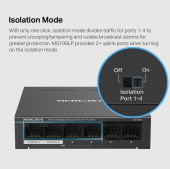 TP-LINK Przełącznik Mercusys 6-Port 10/100 Mbps Desktop Switch with  4-Port PoE+    PORT: 4× 10/100 Mbps PoE+ Ports, 2× 10/100 Mbps Non-PoE Ports - MS106LP - Zdjęcie 8