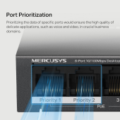 TP-LINK Przełącznik Mercusys 6-Port 10/100 Mbps Desktop Switch with  4-Port PoE+    PORT: 4× 10/100 Mbps PoE+ Ports, 2× 10/100 Mbps Non-PoE Ports - MS106LP - Zdjęcie 9