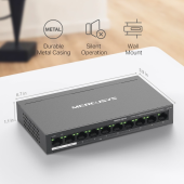 TP-LINK Przełącznik Mercusys 10-Port 10/100Mbps Desktop Switch with 8-Port PoE+     PORT: 8× 10/100 Mbps PoE+ Ports, 2× 10/100 Mbps Non-PoE Ports - MS110P - Zdjęcie 4