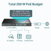 TP-LINK Switch SG1218MP 16xGE PoE+ 2xGE 2xSFP - TL-SG1218MP - Zdjęcie 6