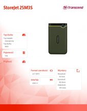TRANSCEND Dysk HDD zewnętrzny 2.5" StoreJet 25M3G 1TB USB3.0 zielony - TS1TSJ25M3G - Zdjęcie 2