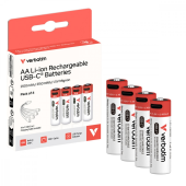 VERBATIM Akumulatory AA USB-C 2100mAh 3150mWh  4 szt + kabel USB-C - 30249 - Zdjęcie 1