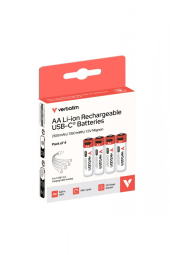 VERBATIM Akumulatory AA USB-C 2100mAh 3150mWh  4 szt + kabel USB-C - 30249 - Zdjęcie 2
