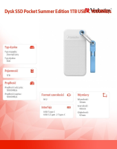 VERBATIM Dysk SSD Pocket Summer Edition 1TB USB-C 1000MB/s - DQVE32320PLG - Zdjęcie 5