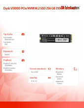 VERBATIM Dysk Vi3000 PCIe NVM M.2 SSD 256 GB 3100/1300MB/s  - DQVE49373PLG - Zdjęcie 5